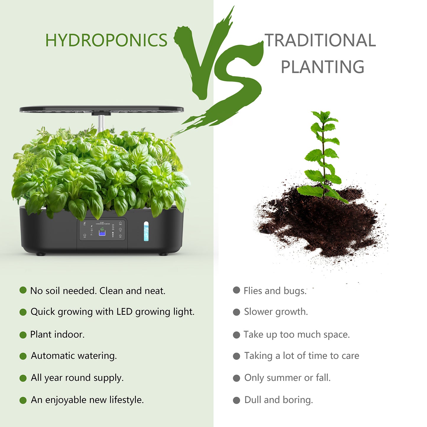 Hydroponics Growing System,BHTNYOO-13 Pods Indoor Herbs Garden Gardening Kit with Multi-Mode Adjustable Height LED Growth Lights