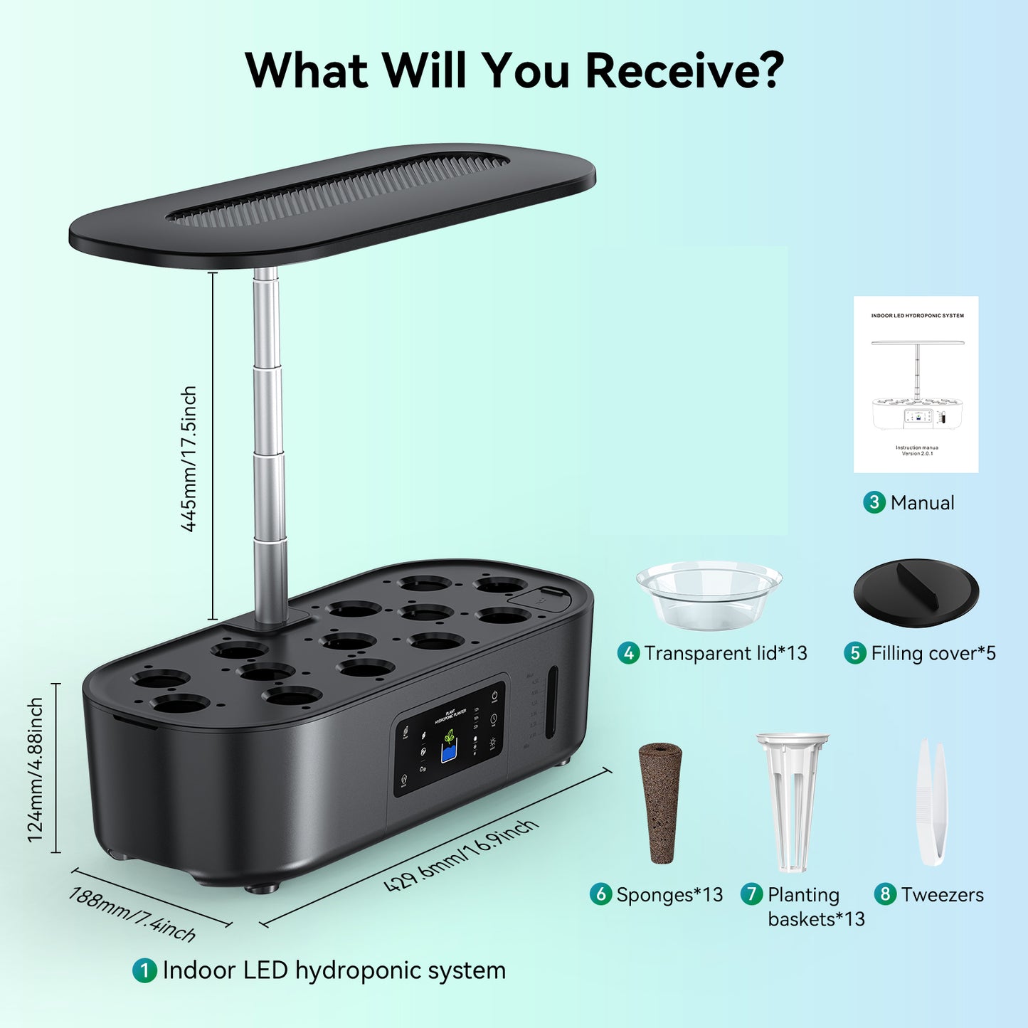Hydroponics Growing System,BHTNYOO-13 Pods Indoor Herbs Garden Gardening Kit with Multi-Mode Adjustable Height LED Growth Lights