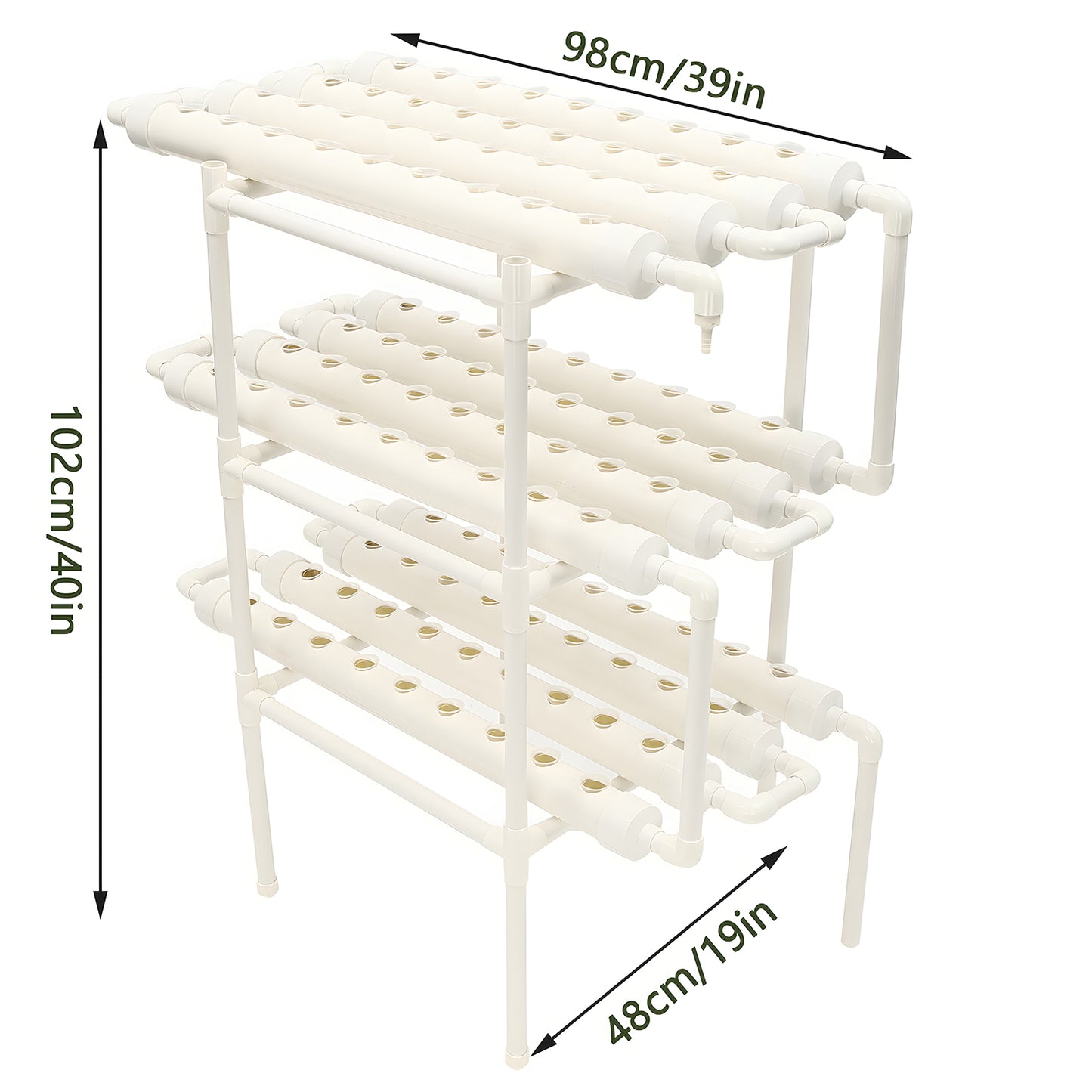 3-Layer/108 Sites Hydroponics Growing System Kits PVC Pipe Soilless Cultivation Garden Vegetables Herbs Planting Tools