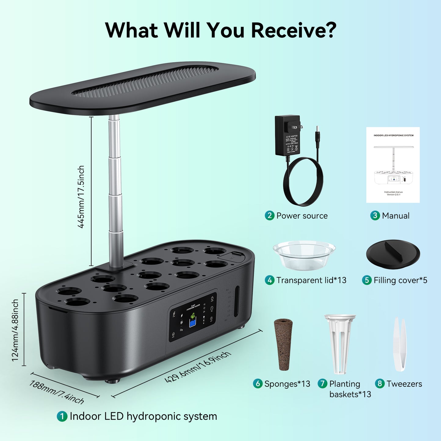 Hydroponics Growing System,BHTNYOO-13 Pods Indoor Herbs Garden Gardening Kit with Multi-Mode Adjustable Height LED Growth Lights